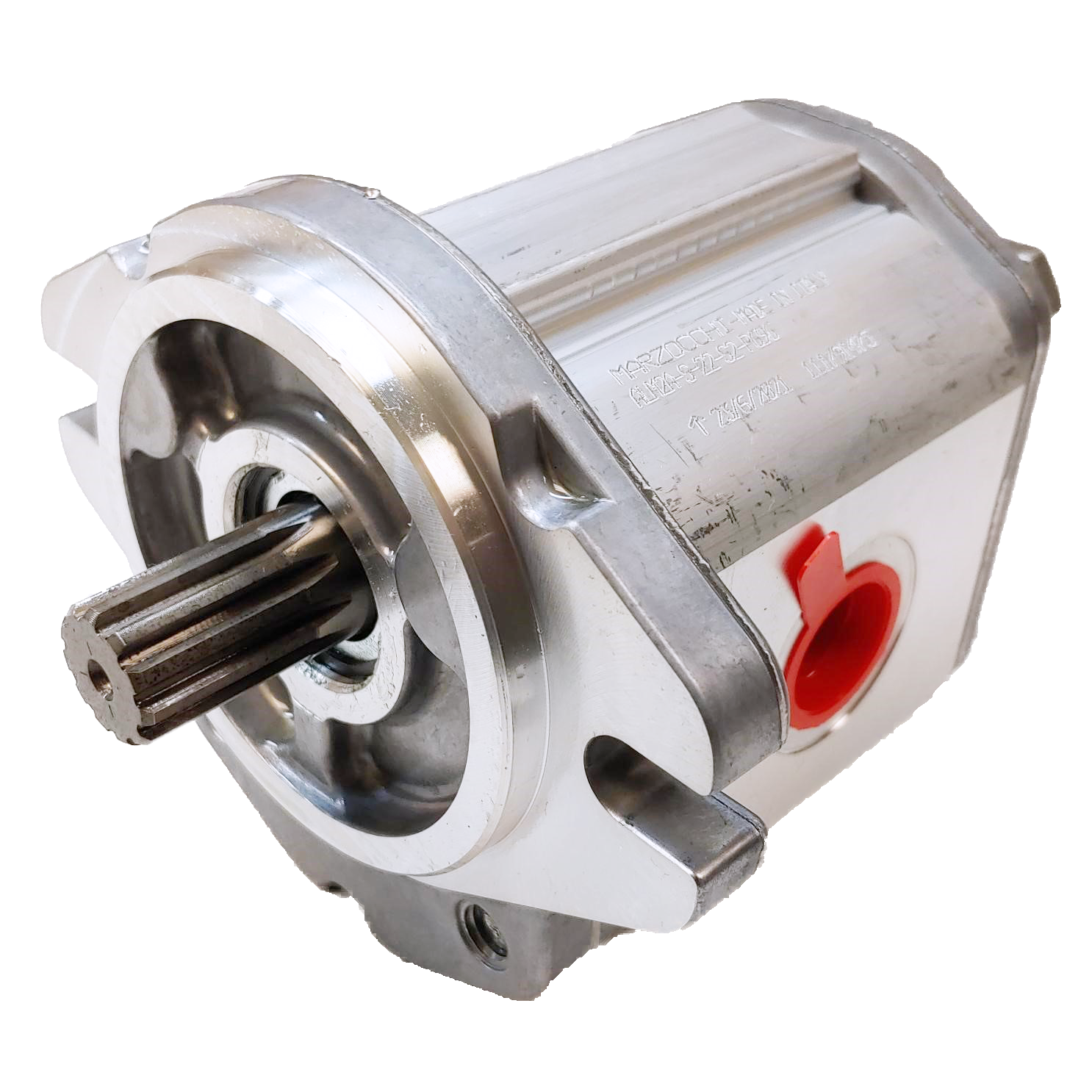 ALM2A-R-25-S1-E2 : Marzocchi Gear Motor, Bidirectional, 17.9cc, 3045psi rated, 2500RPM, 0.75 (3/4") #12 SAE ports, 9T 16/32DP Splined Shaft