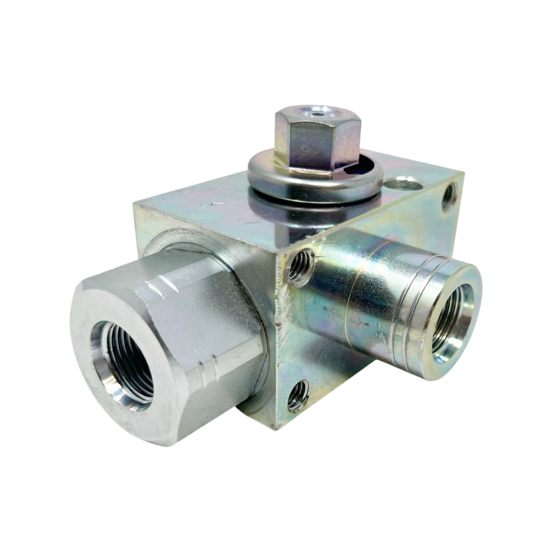AV3LS#8-11DV : AFP 3-Way Excavator Style Ball Valve, 5075psi rated, Steel, #8 SAE (1/2")
