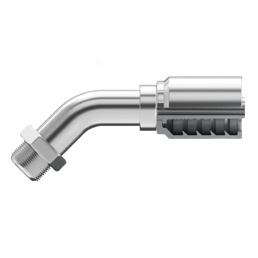 B2-SIMX45-0606: Continental Hose Fitting, 0.375 (3/8") Hose ID x 5/8-18 Male SAE 45, 45-Degree Rigid Connection