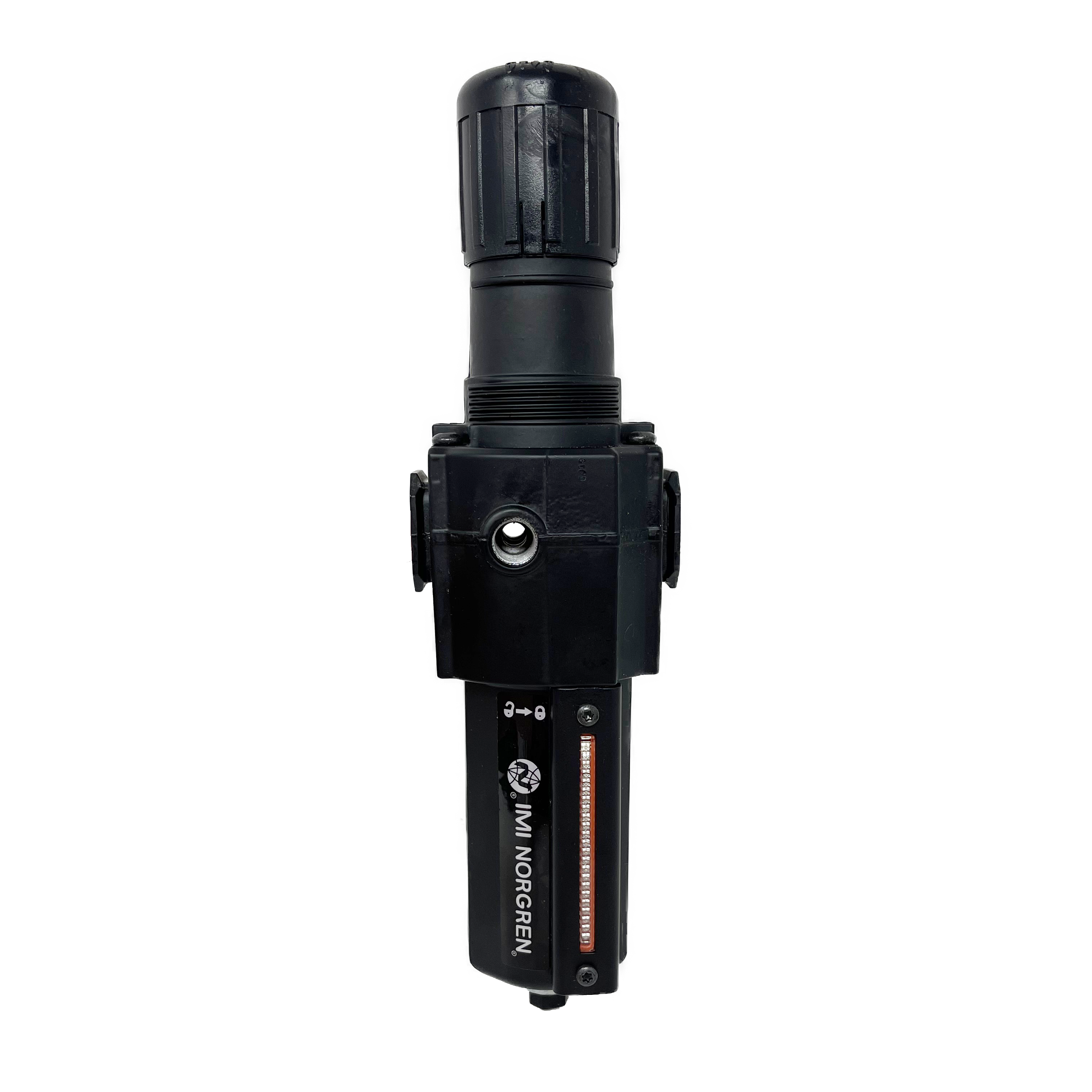 B74G-3AK-AD1-RMG : Norgren Excelon Combo Filter/Regulator, 3/8" NPT, Knob Adjust, Auto Drain, Metal Bowl, 5-Micron, Relieving, 5-150psi, with Gauge