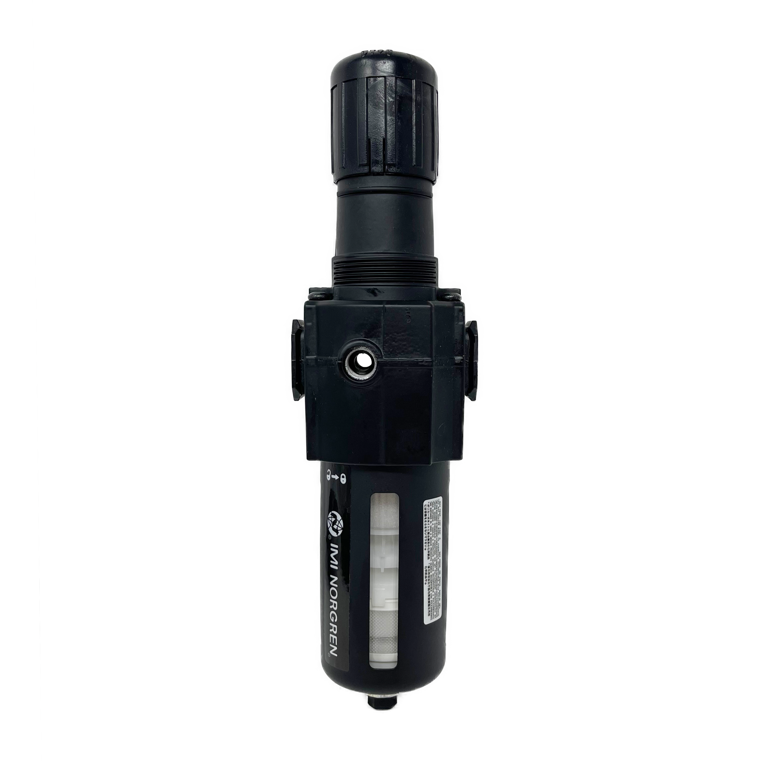 B74G-3AK-AP1-RMG : Norgren Excelon Combo Filter/Regulator, 3/8" NPT, Knob Adjust, Auto Drain, Transparent Bowl with Guard, 5-Micron, Relieving, 5-150psi, with Gauge