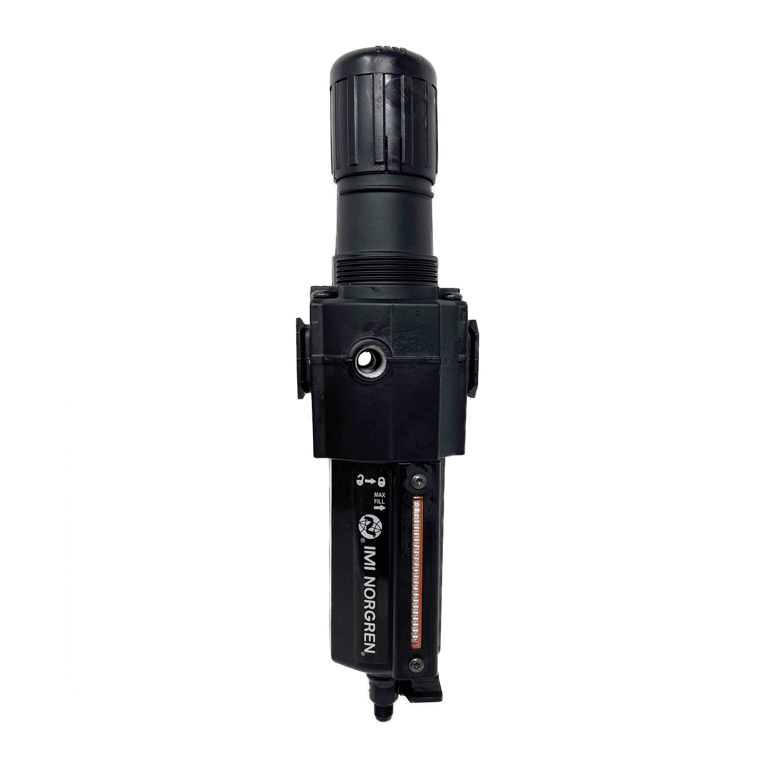 B74G-3AK-QD3-RMG : Norgren Excelon Combo Filter/Regulator, 3/8" NPT, Knob Adjust, Manual 1/4 Turn Drain, Metal Bowl, 40-Micron, Relieving, 5-150psi, with Gauge