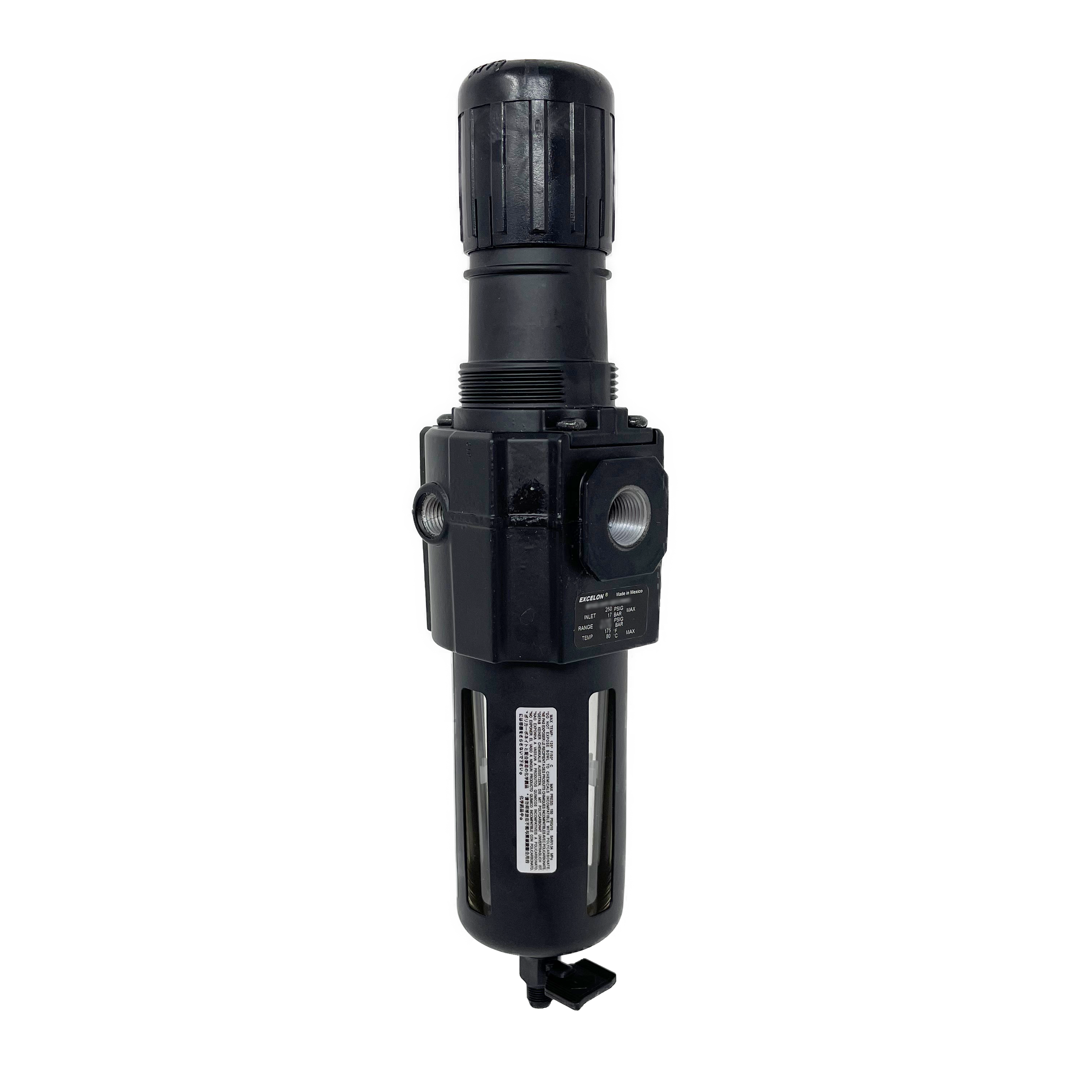 B74G-3AK-QP1-RMG : Norgren Excelon Combo Filter/Regulator, 3/8" NPT, Knob Adjust, Manual 1/4 Turn Drain, Transparent Bowl with Guard, 5-Micron, Relieving, 5-150psi, with Gauge