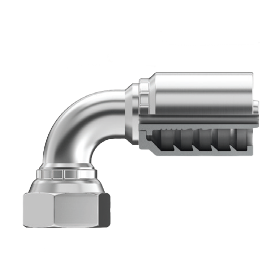 BT-JCFX90L-1212 : Continental Hose Fitting, 0.75 (3/4") Hose ID, 1-1/16-12 Female JIC, 90-Degree, Swivel Connection