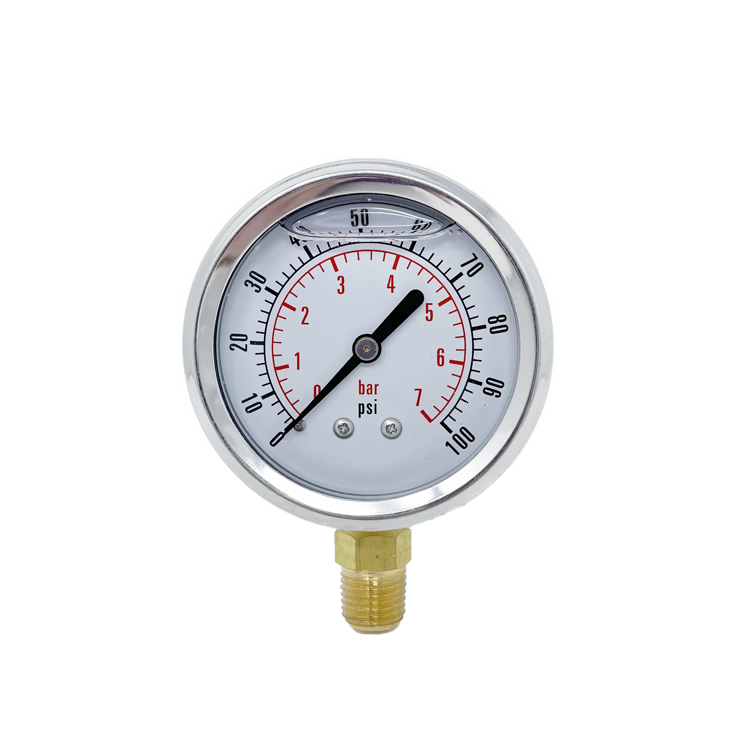 CF1P-007A : Dynamic Pressure Gauge, 2.5" Face, 0-100psi Pressure Range, 1/4" NPT, Stem Mounted Style