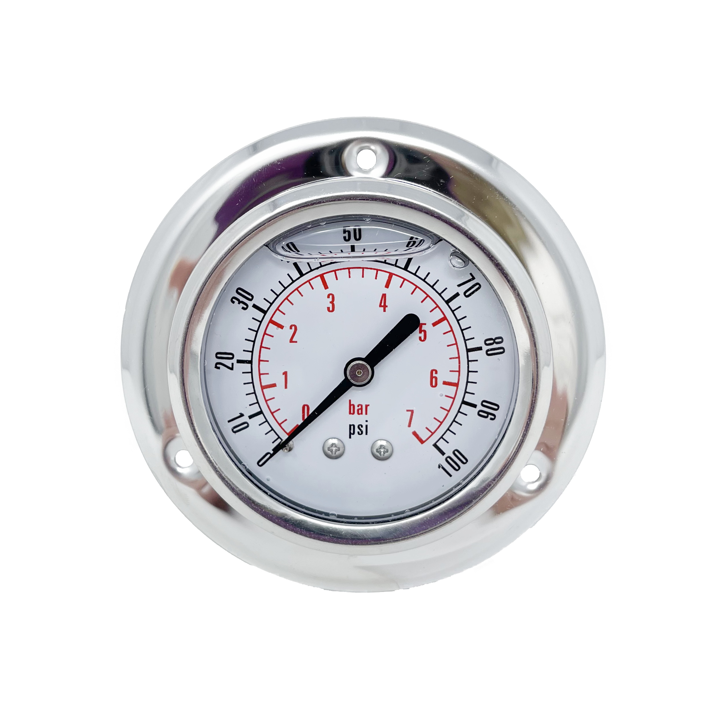 CF1P-007E : Dynamic Pressure Gauge, 2.5" Face, 0-100psi Pressure Range, 1/4" NPT, Panel Flange Style