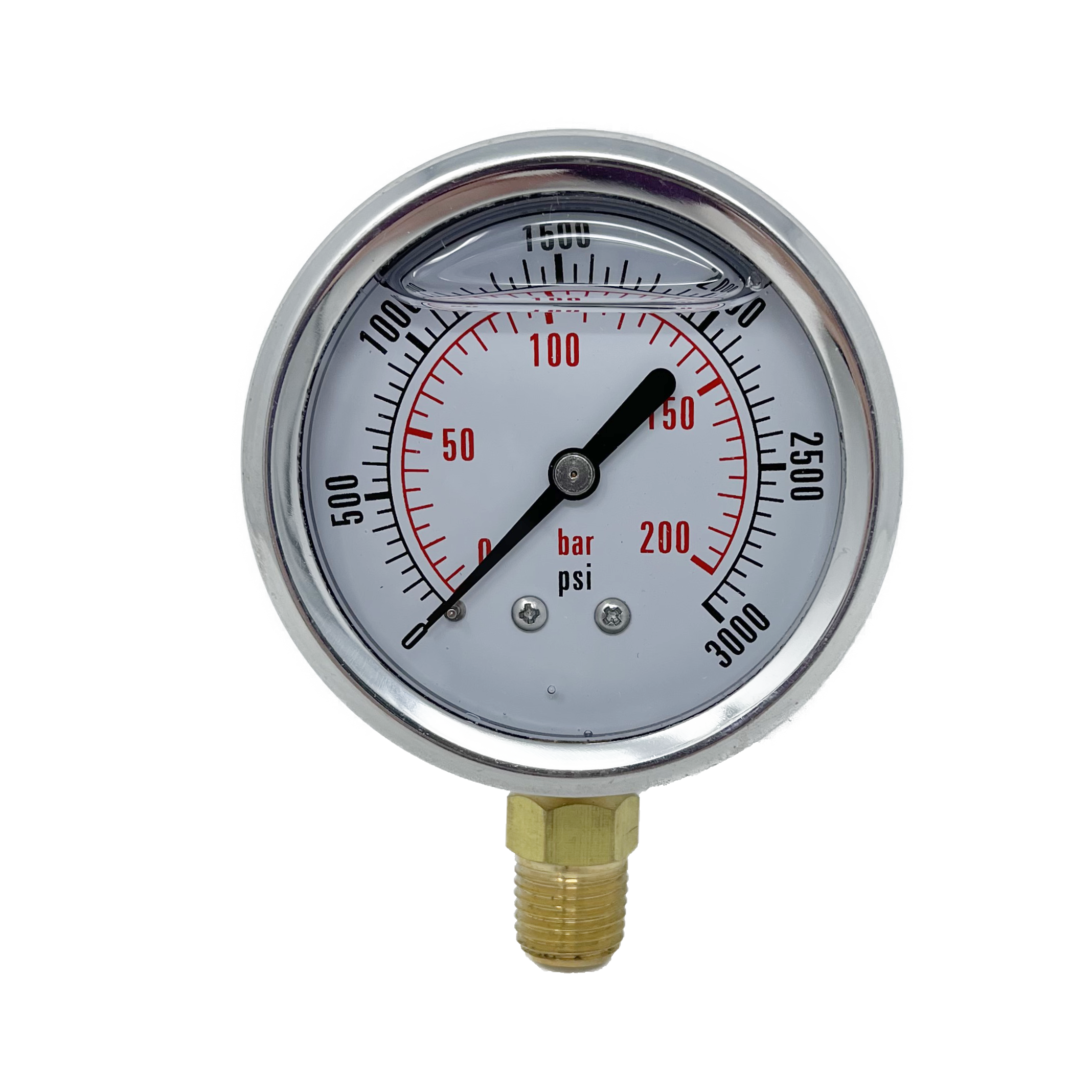 CF1P-210A : Dynamic Pressure Gauge, 2.5" Face, 0-3000psi Pressure Range, 1/4" NPT, Stem Mounted Style