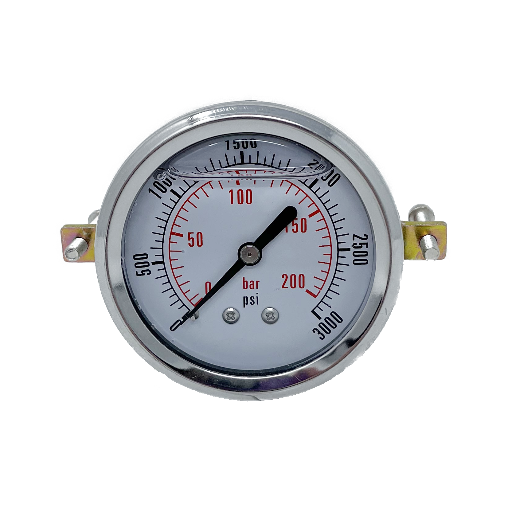 CF1P-210B : Dynamic Pressure Gauge, 2.5" Face, 0-3000psi Pressure Range, 1/4" NPT, Panel Clamp with U-Bolt Style