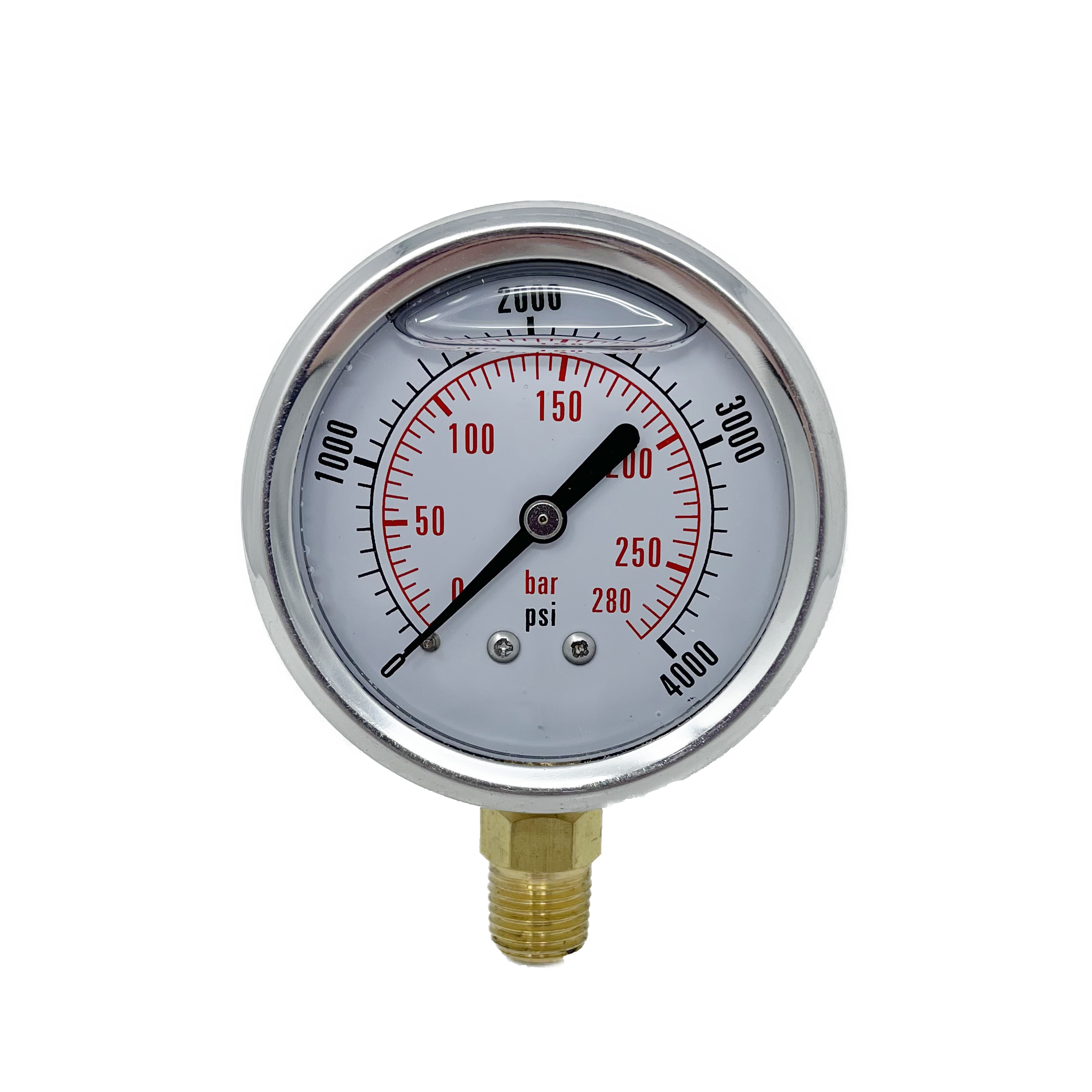 CF1P-280A : Dynamic Pressure Gauge, 2.5" Face, 0-4000psi Pressure Range, 1/4" NPT, Stem Mounted Style