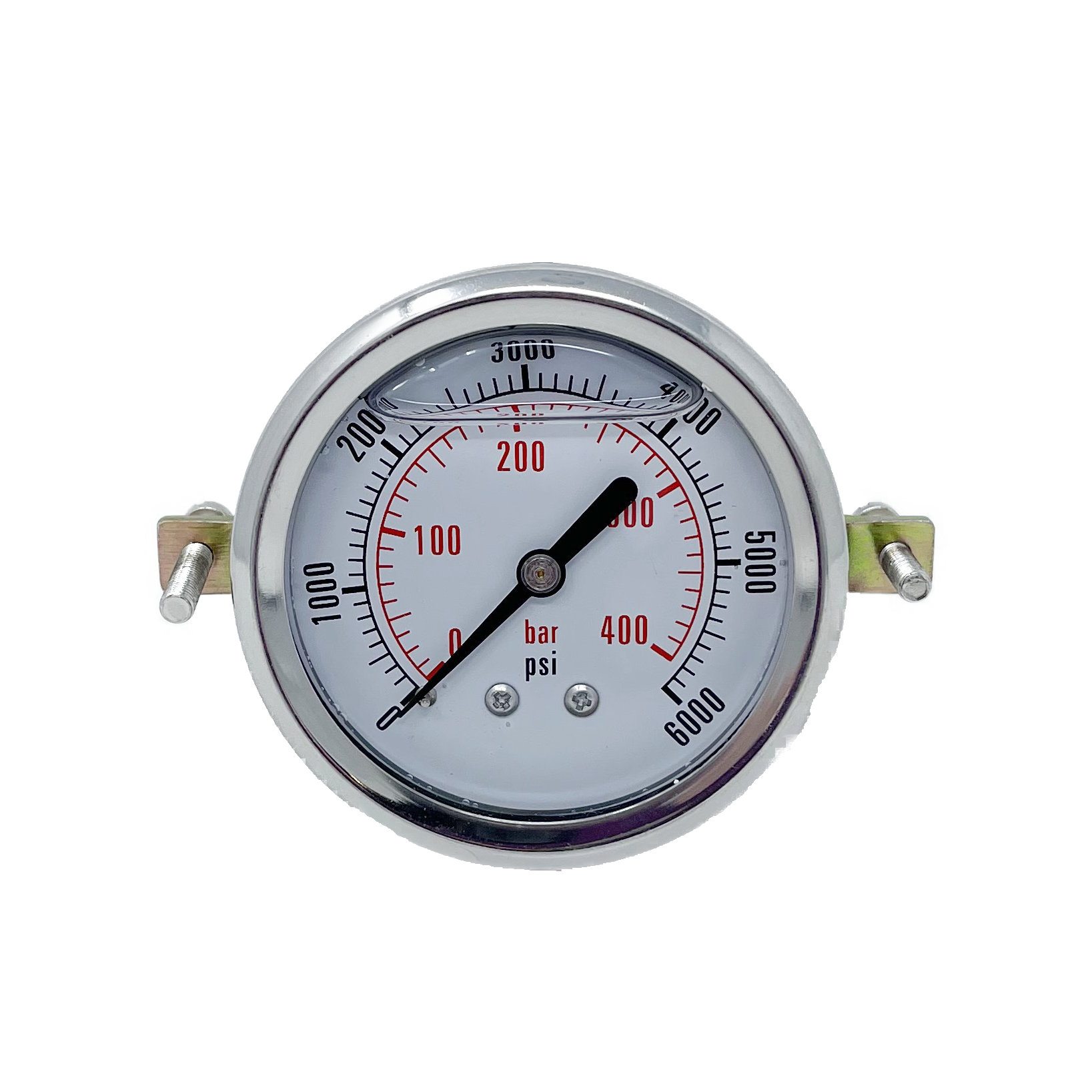 CF1P-420B : Dynamic Pressure Gauge, 2.5" Face, 0-6000psi Pressure Range, 1/4" NPT, Panel Clamp with U-Bolt Style