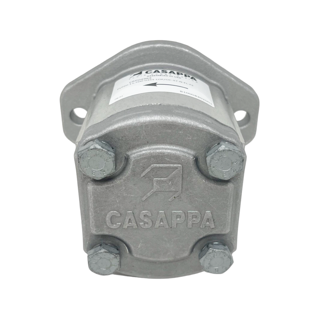 PLP20.11,2S0-03S1-LOF/OC-S7-N-EL-FS : Casappa Polaris Gear Pump, 11.23cc, 3625psi Rated, 3500RPM, CCW, 9T 16/32dp Shaft, SAE A 2-Bolt Flange, 1" #16 ORB Inlet, 0.625 (5/8") #10 SAE Outlet, Aluminum Body & Flange