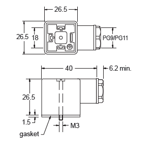 5100-109100 : DIN 43650 Connector, Black, Ground Down