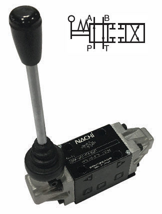 DMA-G03-A3X-E20 : Nachi Manual Lever Valve, 2-Position, 4-Way, D05 (NG10), 26.4GPM, 5075psi, All Ports Blocked Neutral, Spring Offset