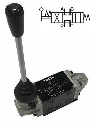 DMA-G03-C7Y-E20 : Nachi Manual Lever Valve, 3-Position, 4-Way, D05 (NG10), 26.4GPM, 5075psi, Tandem Spool, Spring Centered