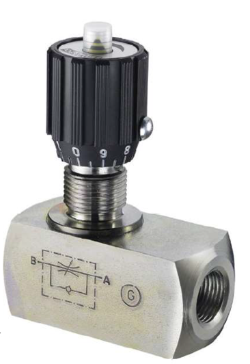 DRV-12-V-U-PM : Stauff Flow Control Valve, #8 SAE (1/2"), Carbon Steel, 5000psi, with Panel Mount Nut