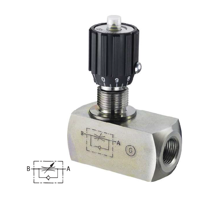 DRV-10-V-N-PM : Stauff Flow Control Valve, 3/8" NPT, Carbon Steel, 5000psi, with Panel Mount Nut