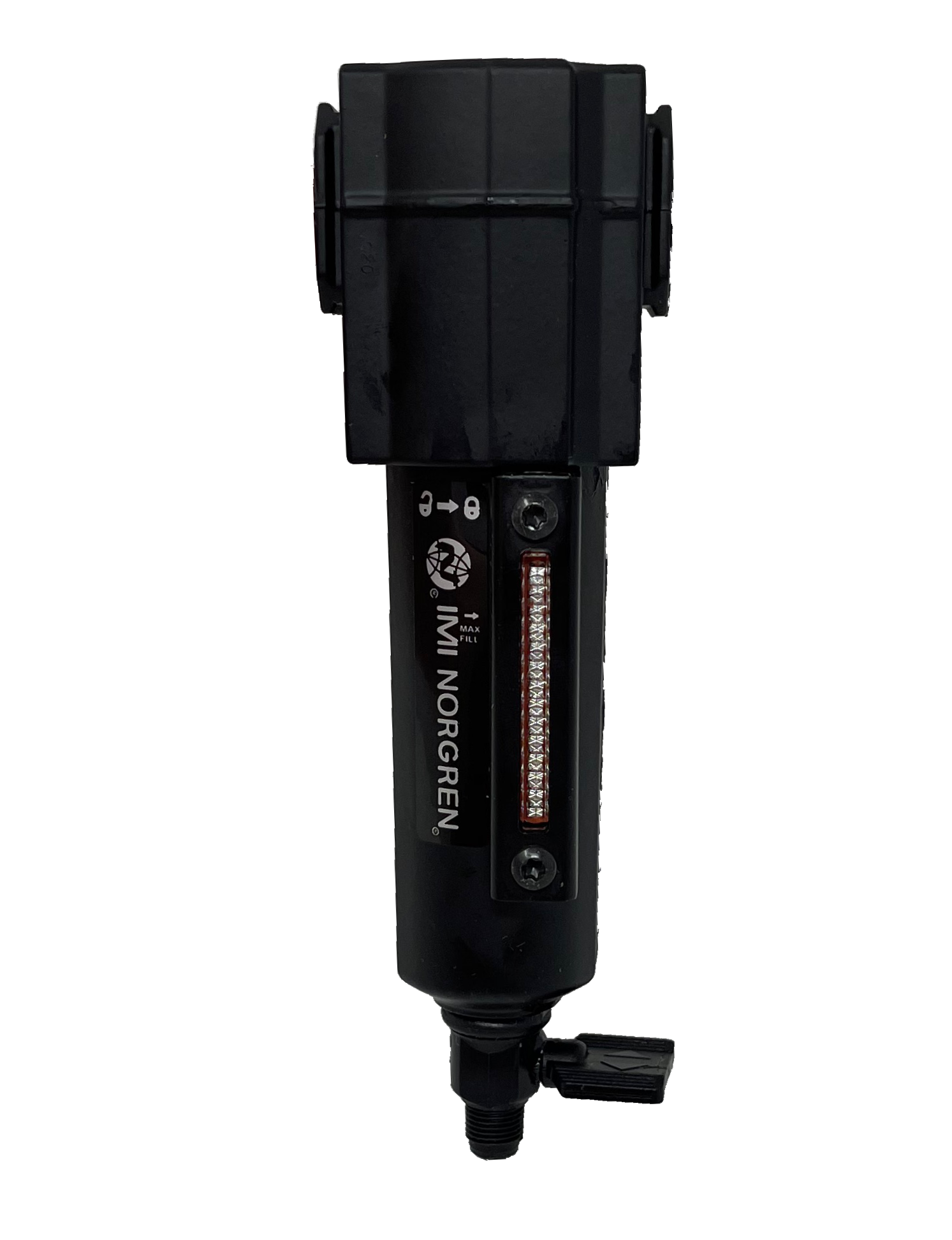 F72G-2AN-QE1 : Norgren Excelon Filter, 1/4" NPT, No Indicator, Manual 1/4 Turn Drain, Long Metal Bowl, 5-Micron