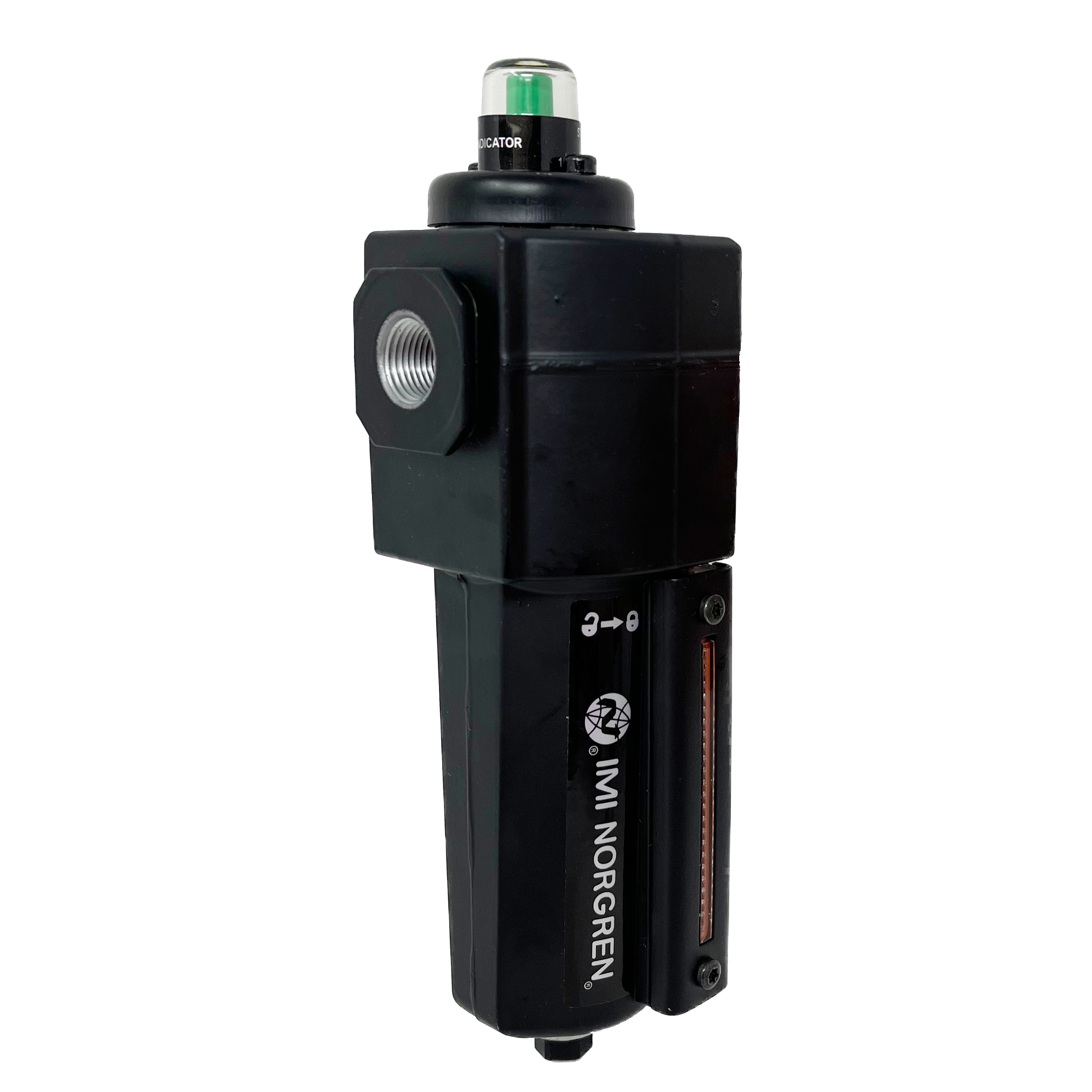 F74C-3AD-AD0 : Norgren Excelon Coalescing Filter, 3/8" NPT, With Mechanical Indicator, Auto Drain, Metal Bowl