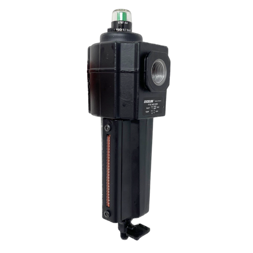 F74C-4AD-QD0 : Norgren Excelon Coalescing Filter, 1/2" NPT, With Mechanical Indicator, Manual Drain, Metal Bowl