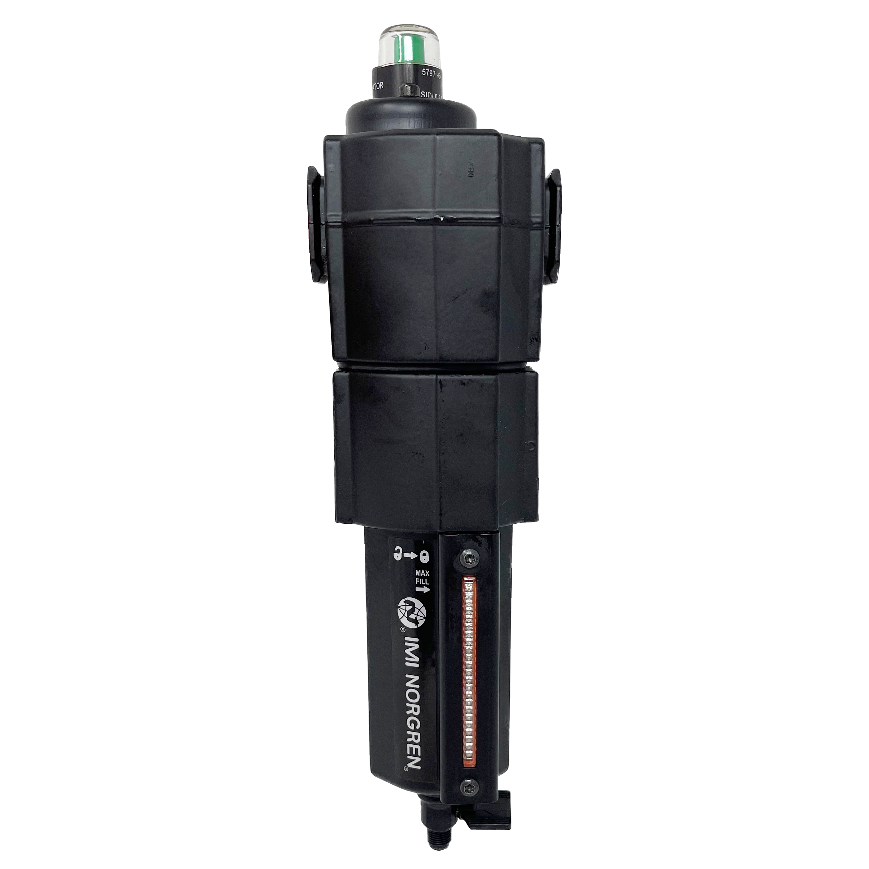 F74H-4AD-QD0 : Norgren Excelon Hi-Flow Coalescing Filter, 1/2" NPT, With Mechanical Indicator, Manual Drain, Metal Bowl