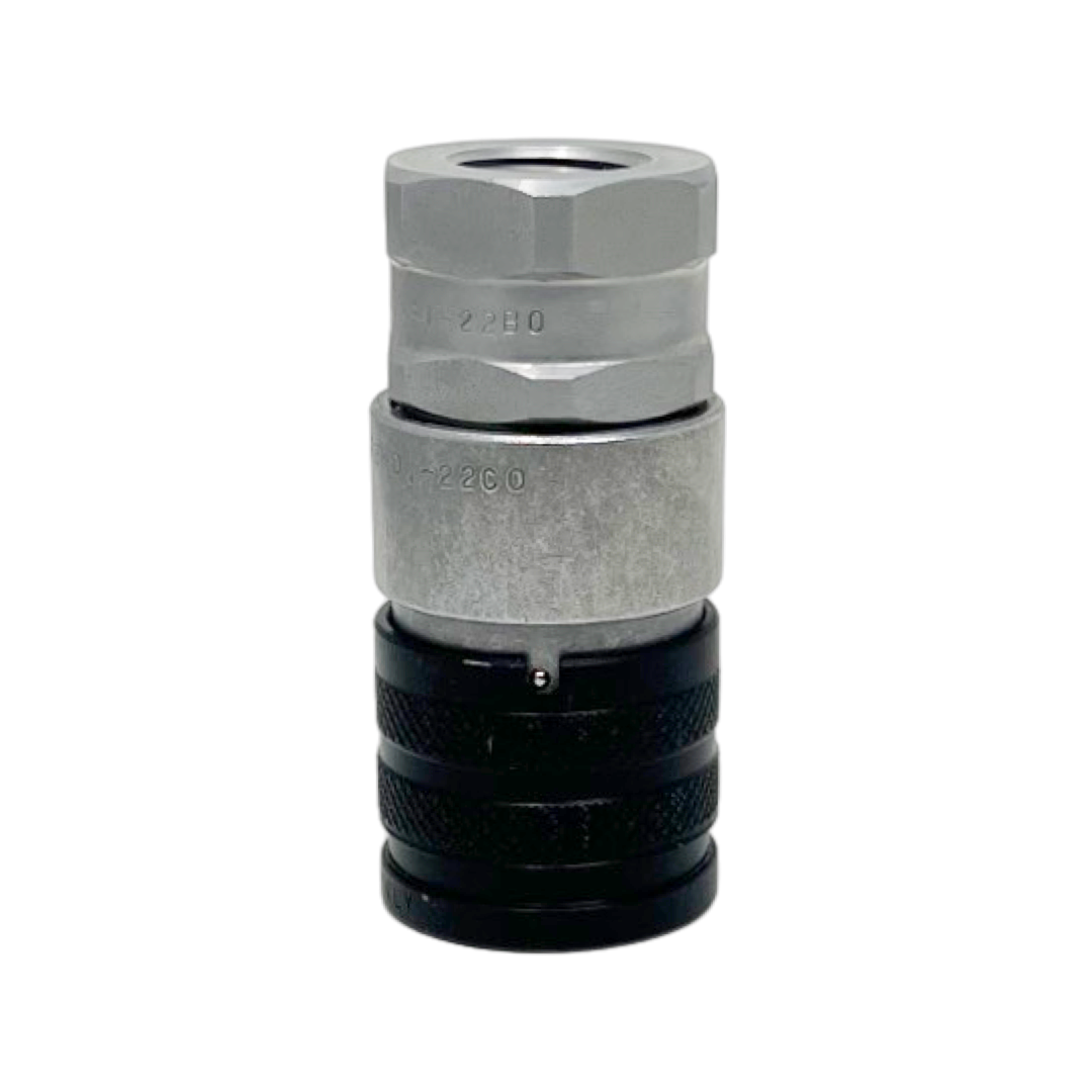 FFH08 12SAE F : Faster Quick Disconnect, Female 1/2" Coupler, 0.5 (1/2") ORB Connection, 5076psi MAWP, 29.06 GPM, ISO 16028 Interchange, Push to Connect Style, Connection Under Pressure Not Allowed