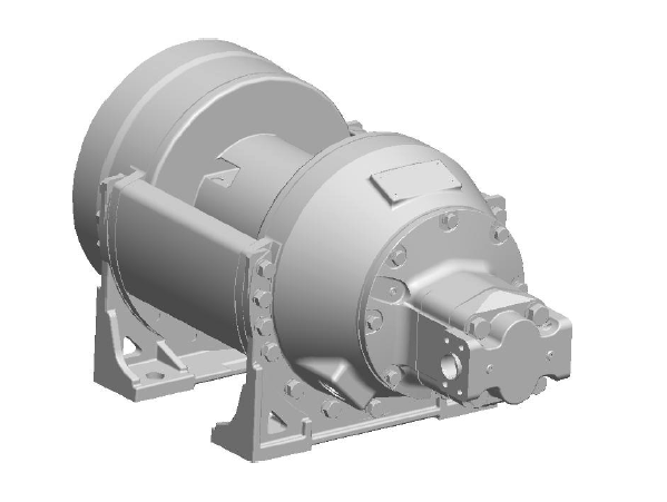 H18-3-101-1 : Pullmaster Planetary Hydraulic Winch, Rapid Reverse, 18,000lb Bare Drum Pull, Auto Brake, CW, 76GPM Motor, 8.5" Barrel x 10.0" Length x 15.5" Flange
