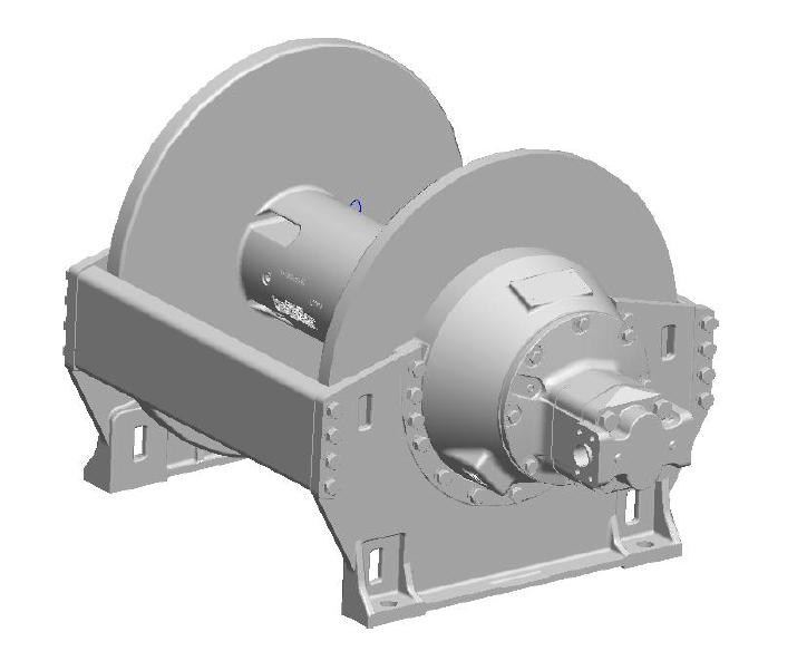 H18-6-101-4 : Pullmaster Planetary Hydraulic Winch, Rapid Reverse, 18,000lb Bare Drum Pull, Auto Brake, CCW, 76GPM Motor, 8.5" Barrel x 22.0" Length x 28.0" Flange