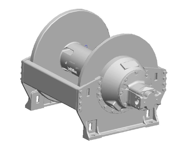 H18-8-101-4 : Pullmaster Planetary Hydraulic Winch, Rapid Reverse, 18,000lb Bare Drum Pull, Auto Brake with Ext Release, CW, Ext Circulation Flow, 76GPM Motor, 8.5" Barrel x 22.0" Length x 28.0" Flange