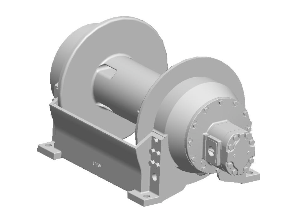 H25-7-86-4 : Pullmaster Planetary Hydraulic Winch, Rapid Reverse, 25,000lb Bare Drum Pull, Auto Brake, CW, 115GPM Motor, 10.0" Barrel x 22.0" Length x 24.0" Flange