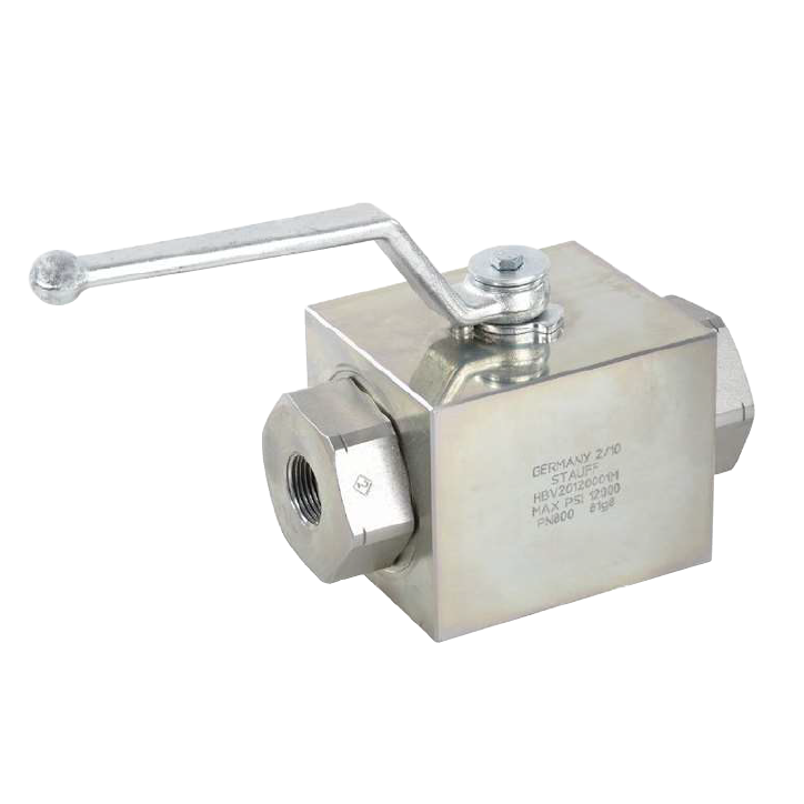 HBV-2-N08-00B3-M : Stauff Block Body Ball Valve, 1/2" NPT, Carbon Steel, 12000psi, 2-Way