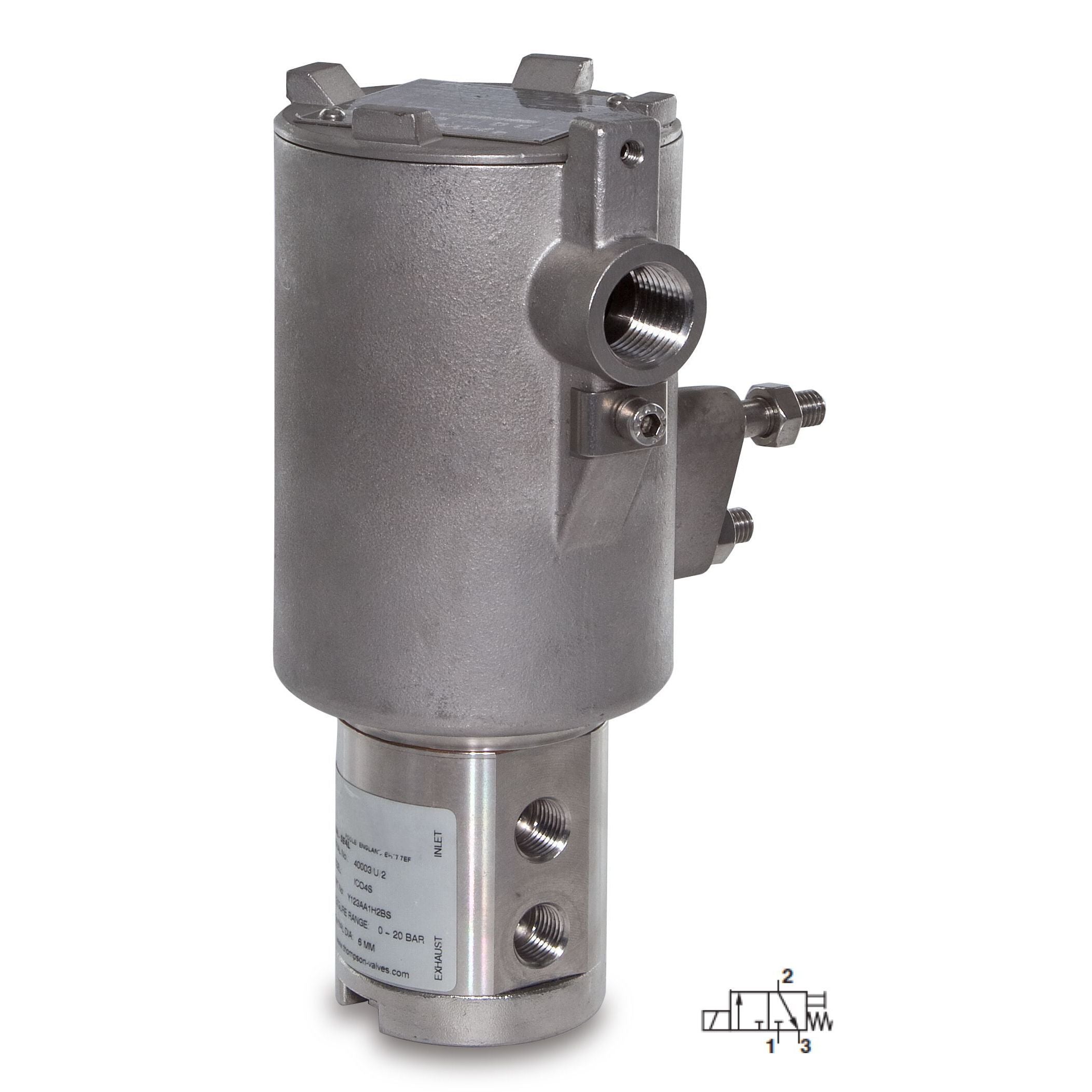 Y163PA1J1BS ICO4S Hazardous Area Solenoid Valves, 2Pos 3 Way Valve, 1/4" NPT, 24VDC, Exd (Zone 1,2), Push Button ResetATEX, CSA, GOST K & R, IECEX and NEMA 4X