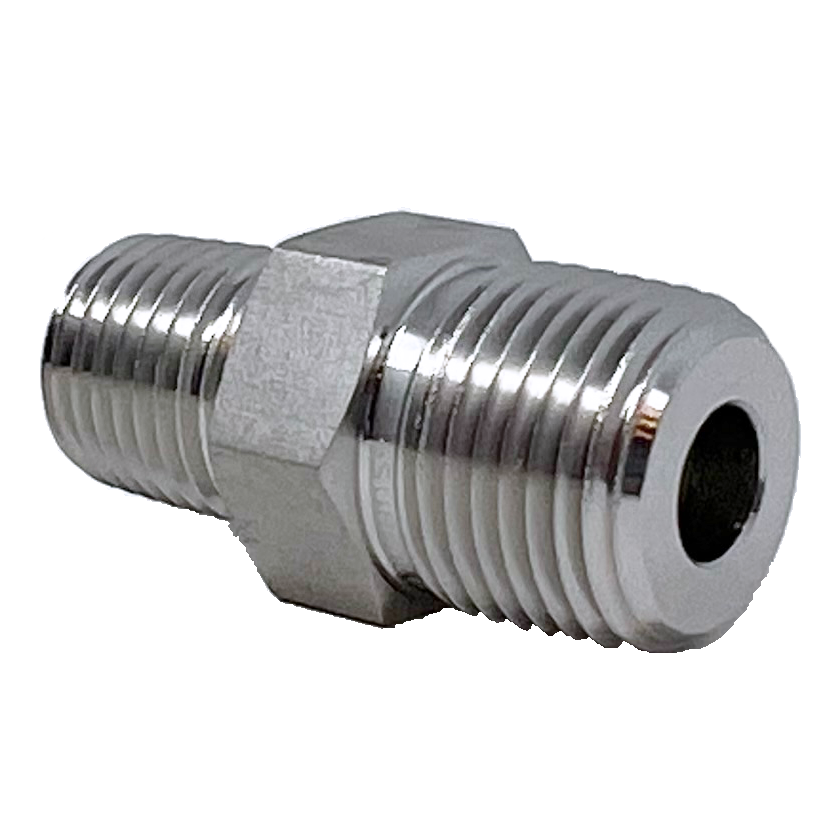 IHRN 16-12N : Superlok Straight Stainless Instrumentation Hex Reducing Nipple, 1-11-1/2 (-16) Male NPT x 3/4-14 (-12) Male NPT, 7300psi
