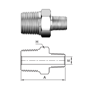 IHRN 8-4N : Superlok Straight Stainless Instrumentation Hex Reducing Nipple, 1/2-14 (-08) Male NPT x 1/4-18 (-04) Male NPT, 8000psi