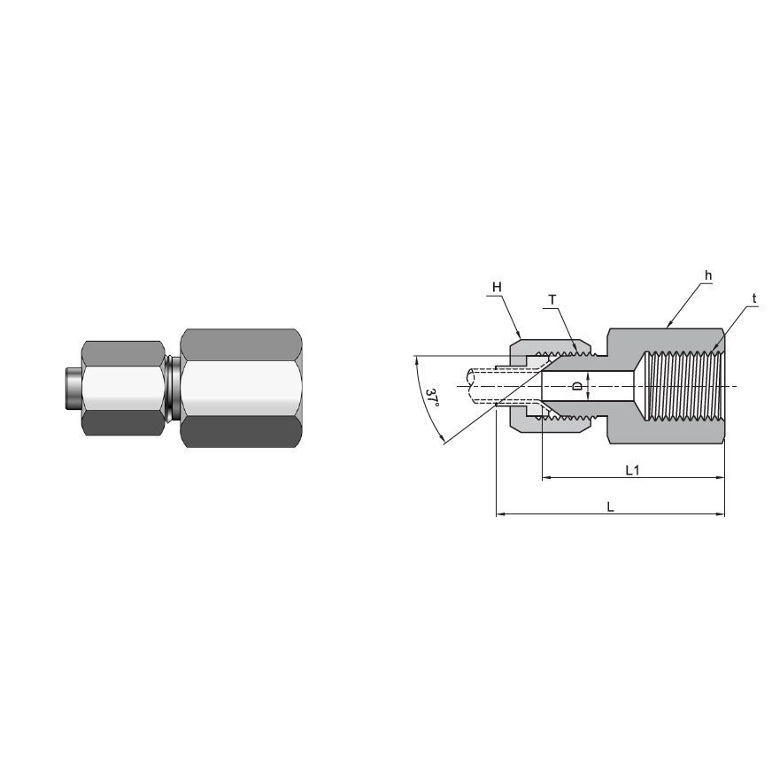 FC-12T-12N : Superlok 37 Degree Flare 3/4" Male JIC X 3/4" Female NPT Connector