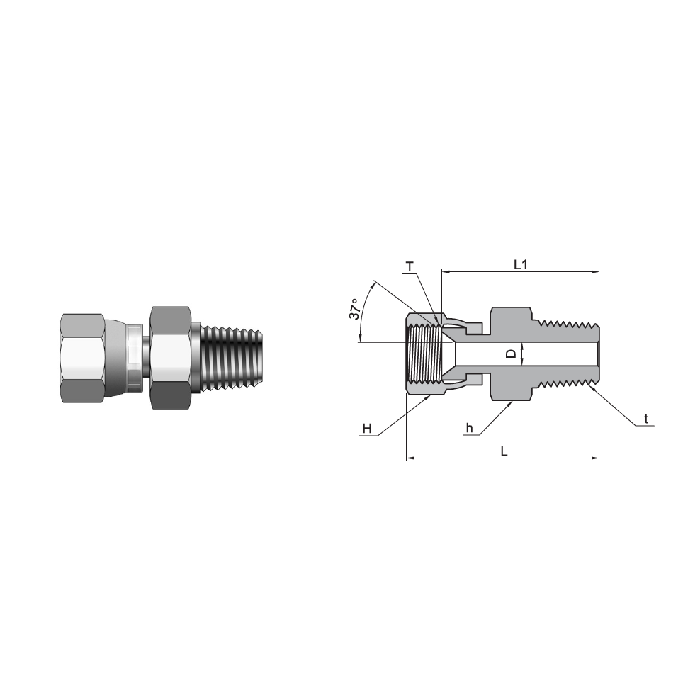 JMSC-8T-08N : Superlok 37 Degree Flare 1/2" Female JIC Swivel X 1/2" Male NPT