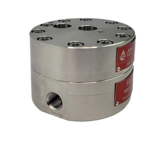 JVM20TCTNS : AW-Lake 6000psi 303 Stainless Steel / DIN 1.4305 Positive Displacement Gear Flow Meter, 0.25 (1/4") NPT Process Port, 2x M14x1.5 Electrical Port, 0.02 to 2.0 GPM