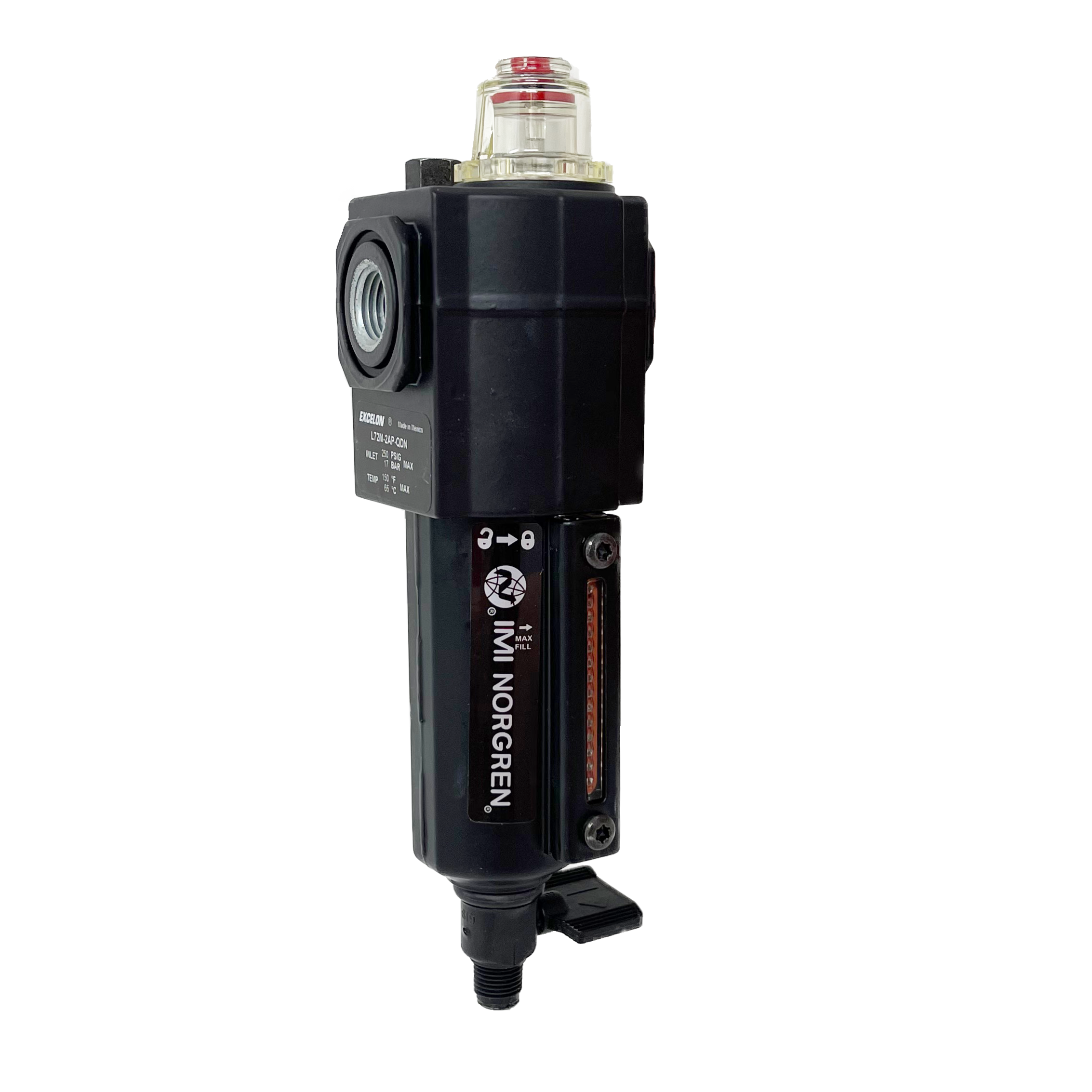 L72M-2AP-QDN : Norgren Excelon Lubricator, Micro-Fog, 1/4" NPT, Manual Drain, Metal Bowl