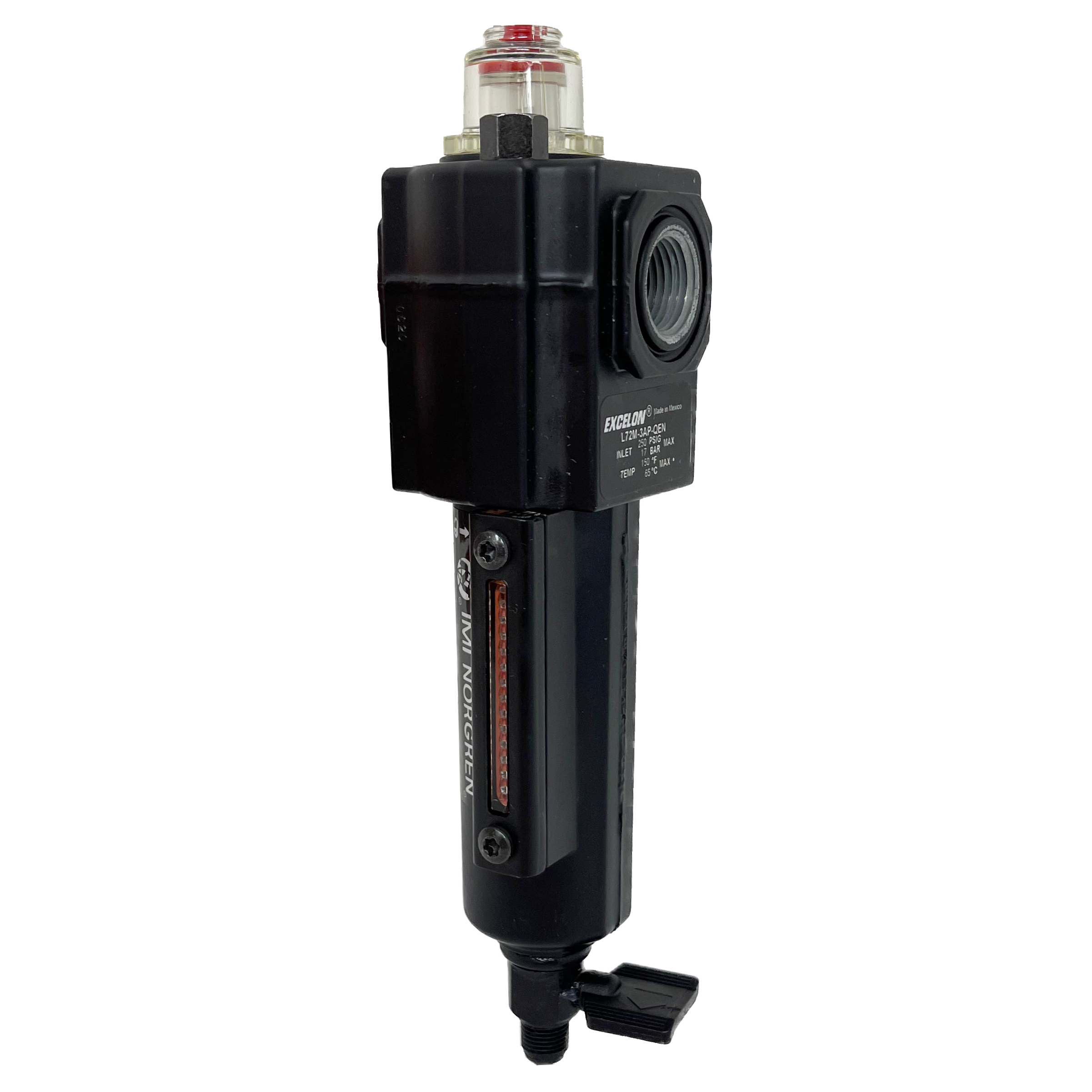 L72M-3AP-QEN : Norgren Excelon Lubricator, Micro-Fog, 3/8" NPT, Manual Drain, Long Metal Bowl