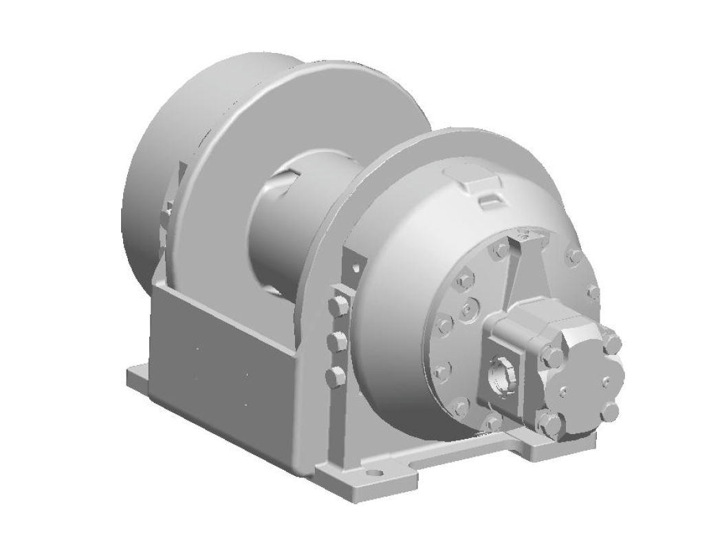 M12-3-97-5 : Pullmaster Planetary Hydraulic Winch, Equal Speed, 12,000lb Bare Drum Pull, Auto Brake, CW, 50GPM Motor, 7.63" Barrel x 10.0" Length x 16.63" Flange