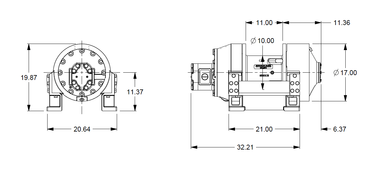 M25-7-86-1F : Pullmaster Planetary Hydraulic Winch, Equal Speed, 25,000lb Bare Drum Pull, Auto Brake, CW, 115GPM Motor, With Hydraulic Freespool, 10.0" Barrel x 11.0" Length x 17.0" Flange