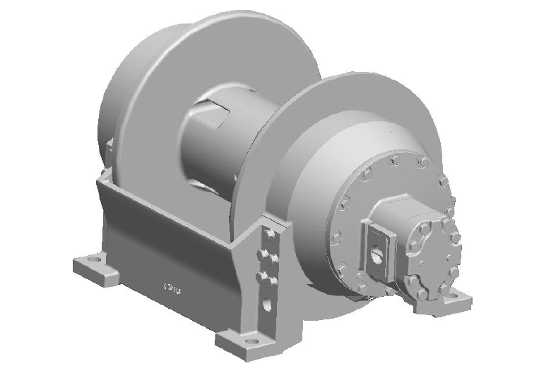 M25-7-86-3 : Pullmaster Planetary Hydraulic Winch, Equal Speed, 25,000lb Bare Drum Pull, Auto Brake, CW, 115GPM Motor, 10.0" Barrel x 17.0" Length x 24.0" Flange