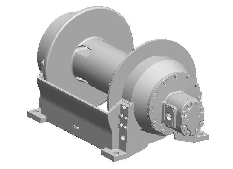 M25-7-86-4 : Pullmaster Planetary Hydraulic Winch, Equal Speed, 25,000lb Bare Drum Pull, Auto Brake, CW, 115GPM Motor, 10.0" Barrel x 22.0" Length x 24.0" Flange