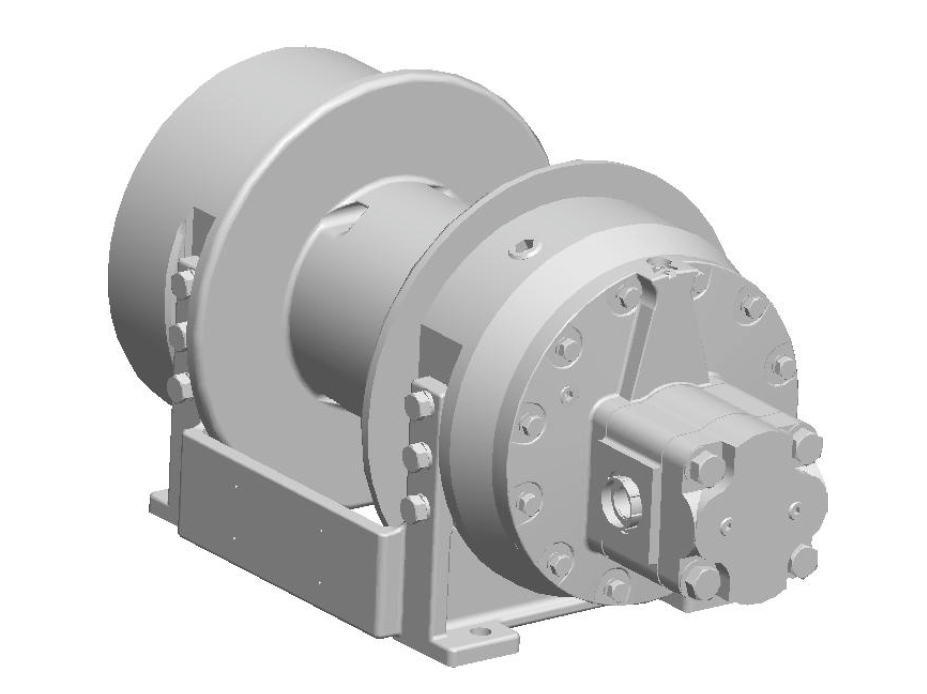 M8-3-30-2 : Pullmaster Planetary Hydraulic Winch, Equal Speed, 8,500lb Bare Drum Pull, Auto Brake, CW, 37GPM Motor, 7.0" Barrel x 8.0" Length x 13.5" Flange
