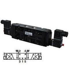 MN03CHA25FJJA : Norgren Nugget 500 Series 120VAC 3-Position, 5-Way APB non-locking Solenoid Actuated, Solenoid Return 3/4 inch N