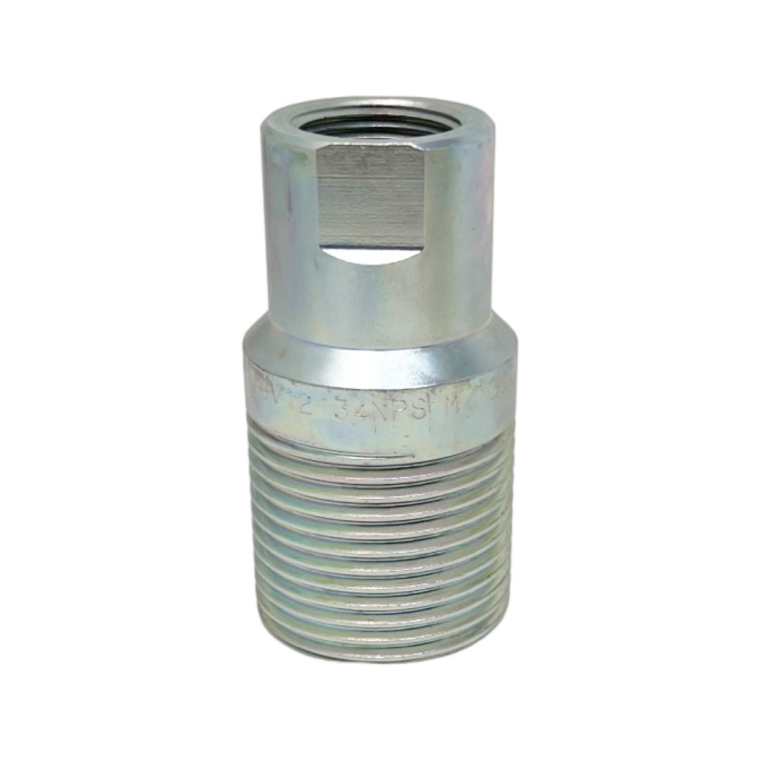 OGV12 34NPS M : Faster Quick Disconnect, Male 3/4" Coupler, 0.75 (3/4") NPSF Connection, 5076psi MAWP, 31.7 GPM, Screw to Connect Style, Connection Under Pressure Allowed Residual