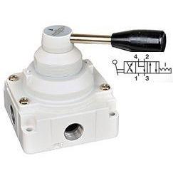 VHLA401-04A : Norgren VHLA Series, 4/3 Center Open to Exhaust COE rotary hand valve, manual, 1/2 NPT ports