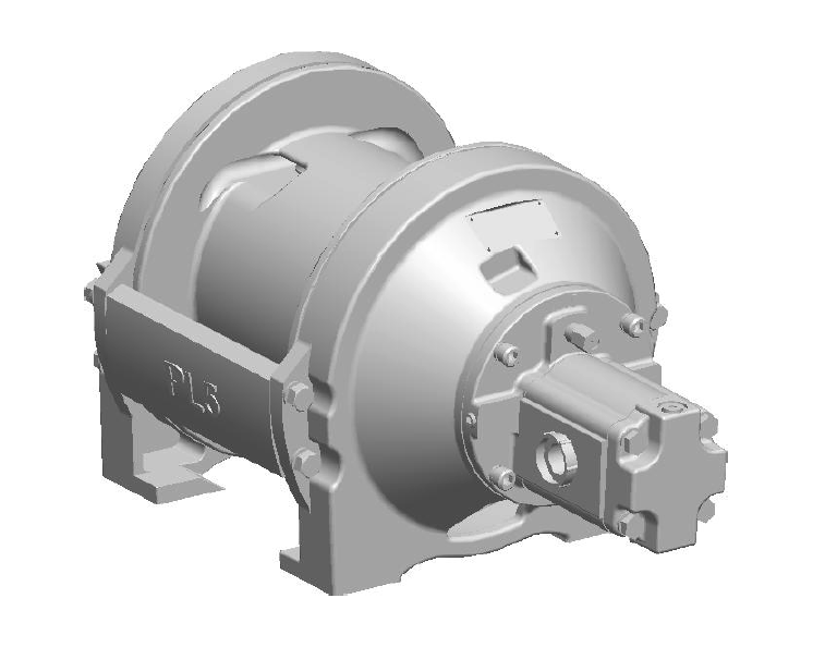 PL5-12-210-1 : Pullmaster Planetary Hydraulic Winch, Equal Speed, 4,500lb Bare Drum Pull, Auto Brake, CCW, 24GPM Motor, 7.38" Barrel x 6.56" length x 11.0" Flange