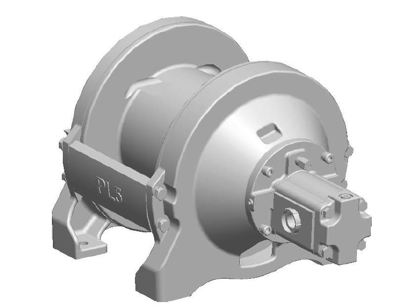 PL5-12-210-2 : Pullmaster Planetary Hydraulic Winch, Equal Speed, 4,500lb Bare Drum Pull, Auto Brake, CCW, 24GPM Motor, 7.38" Barrel x 6.56" length x 12.38" Flange