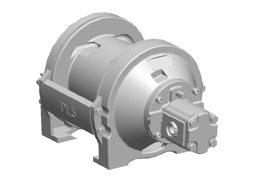 PL5-12-211-1 : Pullmaster Planetary Hydraulic Winch, Equal Speed, 4,000lb Bare Drum Pull, Auto Brake, CCW, 11GPM Motor, 7.38" Barrel x 6.56" length x 11.0" Flange