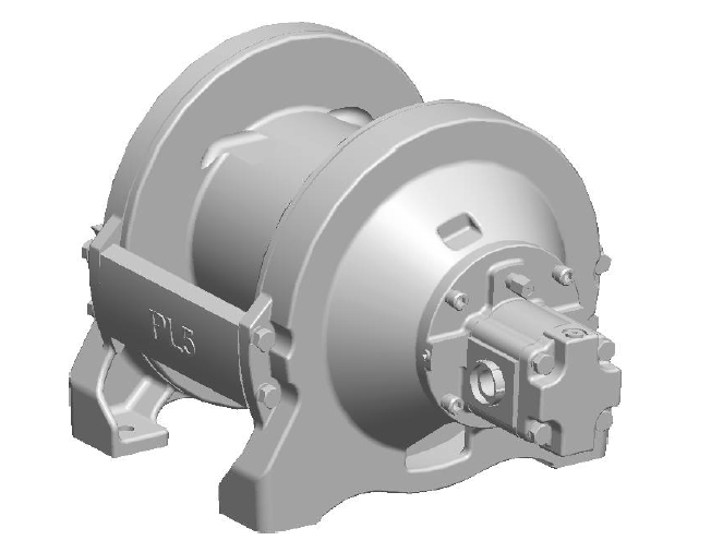 PL5-12-213-2 : Pullmaster Planetary Hydraulic Winch, Equal Speed, 2,000lb Bare Drum Pull, Auto Brake, CCW, 11GPM Motor, 7.38" Barrel x 6.56" length x 12.38" Flange
